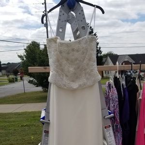 Strapless wedding dress with train